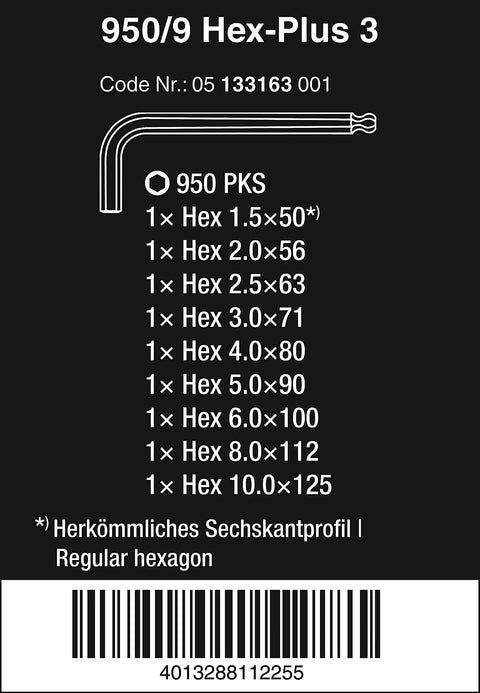 Hex Plus 3 L Key Set Metric Chrome Plated 9 Piece Hex Keys Built Tough For Hex Socket Screws With Hex Plus details