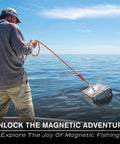Person using Beast Mode Neodymium Fishing Magnet with Countersunk Hole, 1600 Lbs Pull, 4.72 Inch Diameter in open water