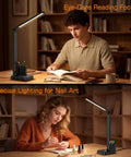 LED Desk Lamp For Home Office With USB Ports And AC Outlet, Dimmable Eye Care Light, used for reading and nail art tasks