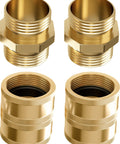 Heavy Duty Garden Hose Connector Set Beefed Up For Real Leak Proof Male To Male And Female To Female Adapters Three Quarters Inch GHT Brass Fittings