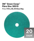 Ceramic Abrasive Fiber Disc 7 in x 7/8 in 60 Grit Resin Bond for Metal Grinding and Welds, displayed in green, 20 discs per bag.