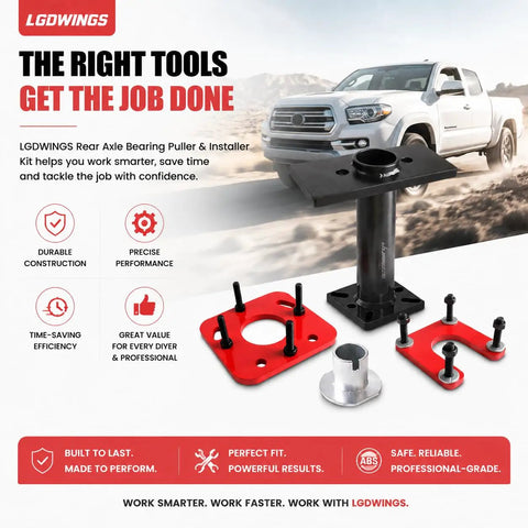 Heavy Duty Rear Axle Bearing Puller And Installer Tool Kit For 1995 To 2020 Toyota 4Runner Tacoma Tundra Hilux T100 Featuring Abs Tone Ring Removal Kit For Wheel Bearing Replacement Made Straight Up For Home Mechanics To Save Big Bucks, steel kit parts