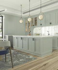 Modern kitchen with 10 Pack 3 Inch Hole Center Solid Black Cabinet Handles Matte Black Square Bar Drawer Pulls installed on cabinets.