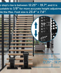Sturdy Ladder Extender And Stabilizer For Stair Work, Adjustable 12.25 To 19.7 Inch Height, black finish, anti-skid surface showing.