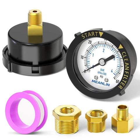 Start And Clean Filter Pressure Gauge For Pool Spa And Aquarium Plug And Play 0 To 60 Psi 0 To 4 Bar Plastic Frame 1 Quarter Inch NPT Kit