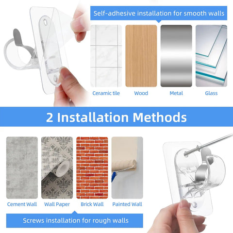 6 Pack Adhesive Curtain Rod Holders No Drilling Curtain Rod Brackets Renter Friendly Curtain Hangers with installation methods