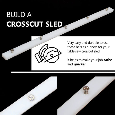Crosscut Sled For Table Saw With UHMW Plastic Surface Built Tough Three Quarters Inch By Three Eighths Inch By Seventeen Inch Includes