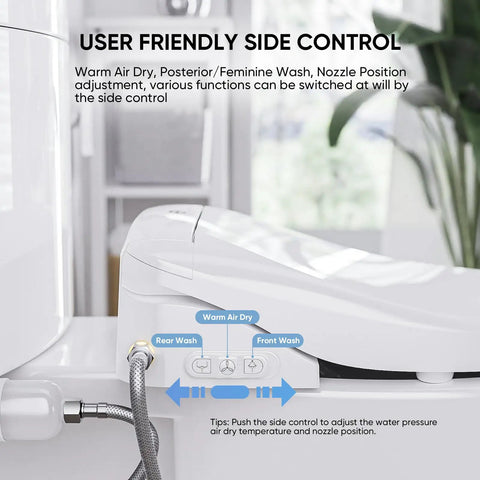 Electric Bidet Toilet Seat With Wireless Remote And Side Panel For Smooth Cleanup Game Changer Adjustable Heated Seat Instant Warm Water And Warm Air Dryer For Top Shelf Comfort And Zero Fuss