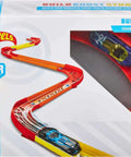 Track Builder Unlimited Playset Premium Curve Pack box with 16 parts and 1:64 scale vehicle for stunt building and creative layouts.