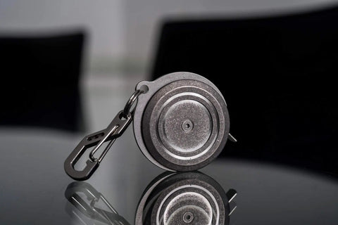 Ultra Tiny Titanium Ti Tape Retractable Mini Tape Measure With 3 Feet Range, Imperial And Metric, stonewashed finish on keychain clip