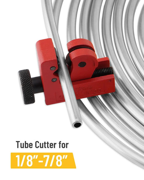 25 Ft Zinc Plated Brake Line Flaring Tool Kit With 3 In 1 Bender, 7 In 1 Flare Bar, Tube Cutter, Flaring Cone, and fittings