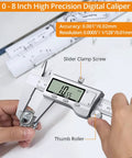 Using 8 Inch Digital Caliper Vernier Caliper With Stainless Steel LCD Display for measuring nut diameter with precision.