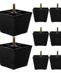 Eight Piece Square Sofa Foot Supports With Threaded Adjustable Feet For Chairs Cabinets And Shelves Plastic And Metal Furniture Legs