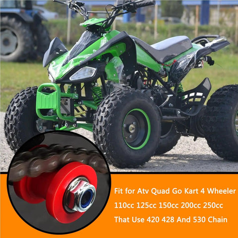 Chain Tensioner Adjuster Roller Guide With Spring For Go Kart ATV Quad 110cc 125cc 150cc 200cc 250cc Using 420 428 Or 530 Chain Heavy Duty Red
