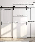 Double MDF Sliding Barn Doors 40In X 84In With 7Ft Bypass Hardware Kit Space Saving Track System Waterproof Finish Easy Install