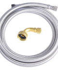 Braided Stainless Steel Dishwasher Connector With 90 Degree Elbow 72 Inch Length 3/8 Inch Compression To 3/8 Inch Compression Lead Free Brass Fittings Rust And Kink Resistant Easy Flexible Installation coiled view
