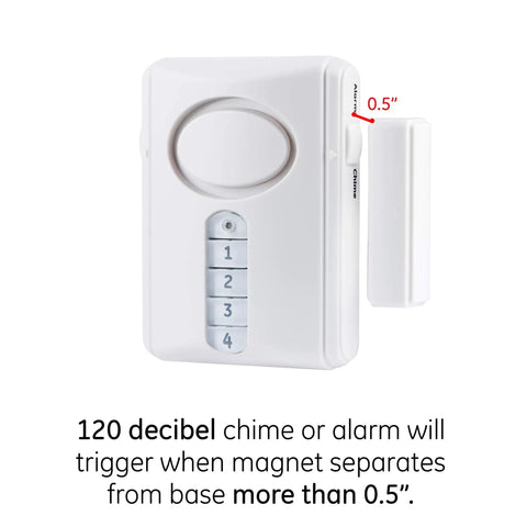 Wireless Alarm With Programmable Keypad For Home Security Four Digit Code To Arm Or Disarm Door Open Alert With Chime Delay Feature For Easy Entry Simple Plug In Install No Brainer For Apartments And Small Homes