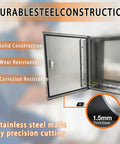 Rock Hard 12x12x8 Inch Stainless Steel Electrical Enclosure Nema 4X IP66 showing solid construction and interior view.