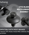 3 Pcs Blade Bolt And Washer Assembly 1 1/4 Inch By 7/16 Inch Thread 20 Heavy Duty For Lawn Mower Decks Easy Install