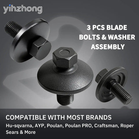 3 Pcs Blade Bolt And Washer Assembly 1 1/4 Inch By 7/16 Inch Thread 20 Heavy Duty For Lawn Mower Decks Easy Install