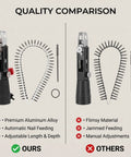 Heavy Duty Electric Drill Adapter For Automatic Chain Nailing Adjustable Screw Depth Woodworking Setup Slays Drywall Boards On Lumber Projects Without Breaking A Sweat, quality comparison showing premium aluminum and automatic nail feeding.