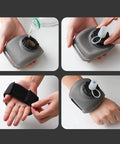 Hydration On The Wrist On The Go 200ml Silicone Leakproof Wearable Bottle with hand strap being used and demonstrated