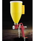High Volume Pneumatic Cement Mortar Sprayer Gun with yellow container and red handle for efficient plaster application.