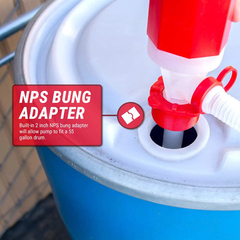 Food Grade BPA Free 55 Gallon Drum Water Pump For Emergencies Disaster Ready Manual Hand Siphon with NPS bung adapter