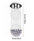 Totally Modern Fandelier Crystal Chandelier With White Finish And K9 Crystal Balls, cylinder flush mount lighting, 15x40 inch