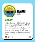 Ultra Soft 4 Inch Plush Golf Ball Toy With Gimme Character For Fans, Collectors, And Golfers, cartoon bio description