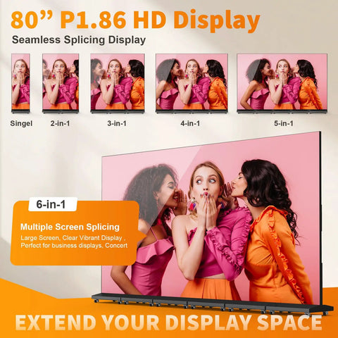 80 Inch Foldable Led Display Featuring Seamless Splicing P1.86 Pixel Pitch Digital Signage Totem with multi-screen splicing options.