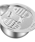 Stainless Steel Rice Strainer Colander With Side Drain, Grater Lid, Hanging Hole, And V-Shaped Bottom, 304 Grade Kitchen Washing Bowl
