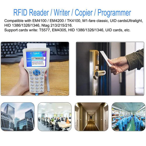 All In One RFID And NFC Card Copier And USB Reader, Supports 125KHz And 13.56MHz, 10 Frequency Access Writer Duplicator shown in use