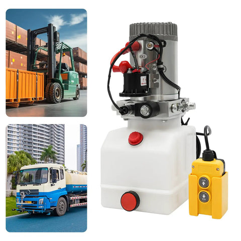 Straight Up Heavy Duty 12V Hydraulic Power Unit With 4 Quart Tank Single Acting Electric Pump For Dump Trailers And Car Lifting Plug And Play Remote Setup For Fast Diy Builds