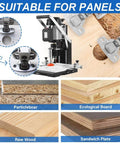 Front view of 1100W manual hinge drilling machine for woodworking, 2840 RPM, 0–40mm boring depth