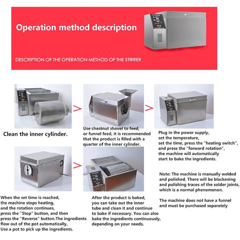 Premium Heavy Duty Electric Coffee Bean Roaster With Auto Timer And Non Stick Drum detailed operation method steps.