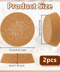 Two Pack Large Cork Stoppers For Bottles And Jars, 3.5 To 4.3 Inch Tapered Wood Cork Plugs with dimensions and tan color