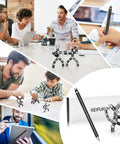 Fidget Gel Pen Gift For Men With A Dope Playful Twist And Practical Use, shown with modular steel tubes and office scenes.