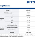 FITOK 316/316L stainless steel seamless tubing data sheet with ASTM A269 grade and composition.