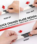 WORKPRO 2-in-1 folding knife/utility knife with belt clip and liner lock, black handle; includes 10 SK5 blades