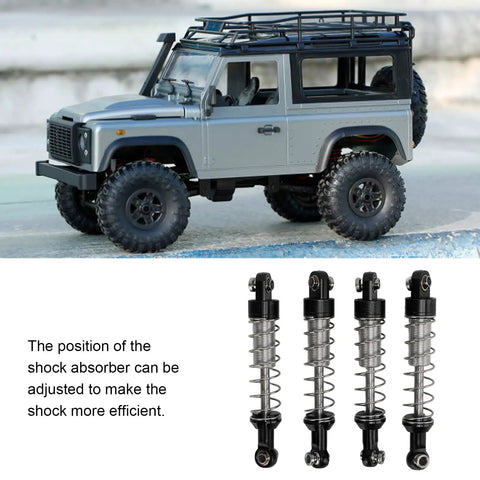Adjustable Oil Shock Absorbers For 1/18 1/16 RC Crawlers, 4 Piece Metal Black Shocks Upgrade Kit with RC model car