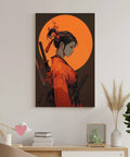 Anime Samurai Girl Sunset Canvas Wall Art Prints Fade Resistant Classical Home Decor For Bedroom Bathroom Living Room Office 12x18 Inch art on wall