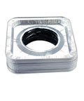 Stack of Thick 8.5 Inch Gas Burner Liners 50 Pack Disposable Aluminum Foil Stove Burner Covers showing square design