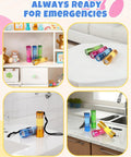 Four Pack High Power Glow In Dark Mini LED Flashlights Aluminum Body on table, durable and colorful for emergency use.