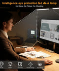 LED Desk Lamp For Office And Home With Clamp And Dual Monitor Support Eye Care Architect Light 24W on desk setup