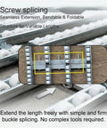 Heavy Duty Gravity Roller Conveyor showing screw splicing for easy extension and flexibility in warehouse use.