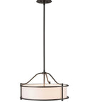 Dark Bronze 18 Inch 3 Light Drum Pendant With Fabric Shade And Glass Diffuser Convertible Drum Chandelier hanging view