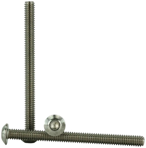 Tough As Nails 18-8 Stainless Steel Socket Button Head Screws, 8-32 threads, 2 inch length in different angles for assembly.