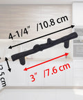 8 Piece Black Tree Branch Cabinet Handles Set, 3 inch center, natural twig design, zinc alloy, dimensions shown, kitchen background