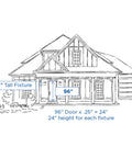Sketch showing placement of Welbourne Collection 1 Light Outdoor Wall Lantern With Clear Beveled Glass on a porch.
